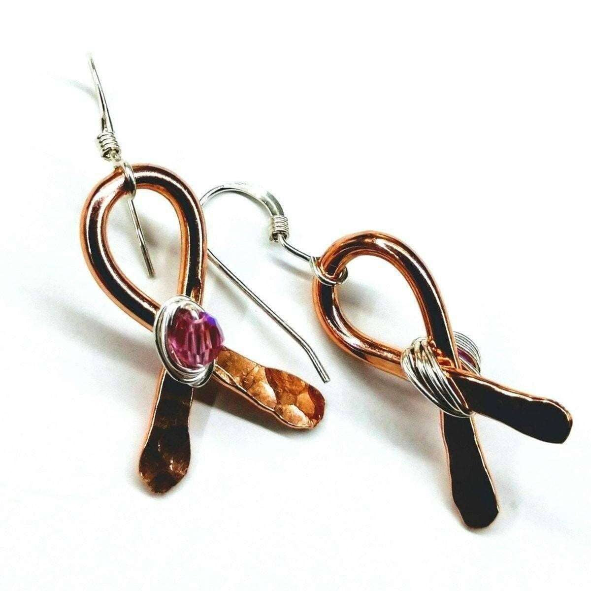 Copper Breast Cancer Awareness Ribbon Earrings