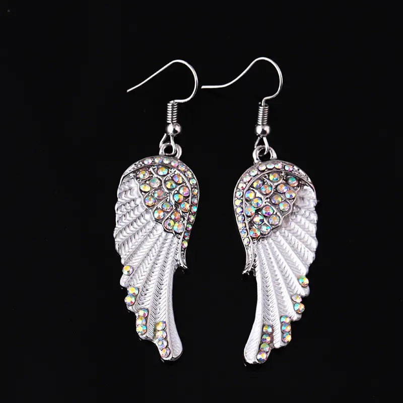 Rhinestone Angel Wings Dangle Earrings - Fine Jewelry for Women and Girls