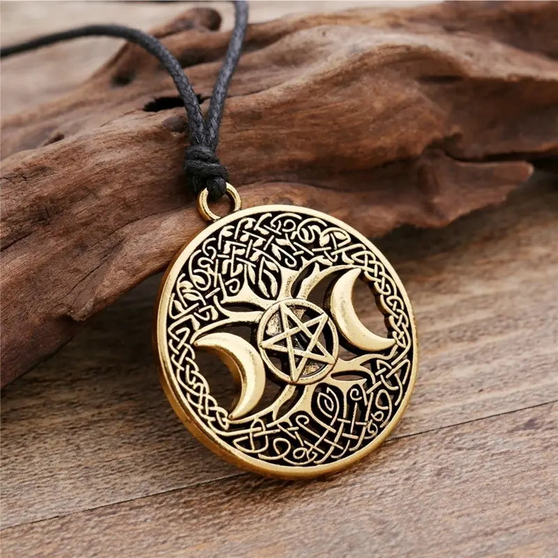 Men'S Vintage Viking Pendant: Tree of Life Crescent Star Necklace - Accessorize with Amulet Jewelry